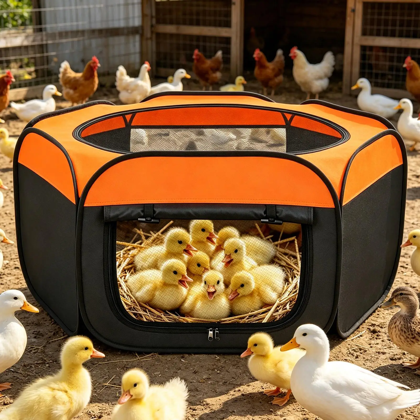 Chick Brooder Portable Foldable Up To 15 Ducklings Chicken Starter Brooding Pen For Ducks Geese Cats Dogs Rabbits Small Animals