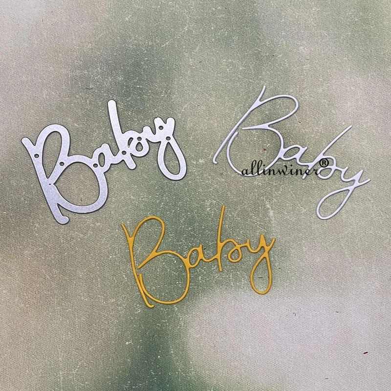 Newborn Baby Script Title Metal Cutting Dies for Paper Craft Junk Journal Decorative Greeting Card Ornament