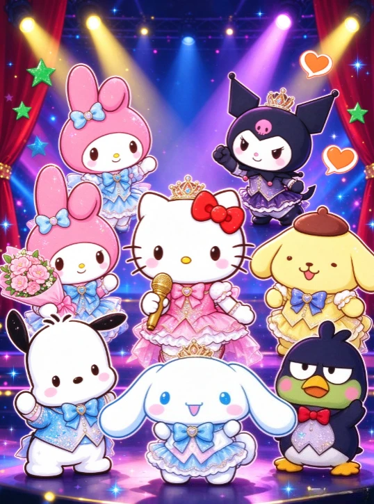 500/1000/1200/2000PCS Jigsaw Puzzle Cute Fluffy Cartoon Characters Live Show Stage Light Heart Star Home Decor