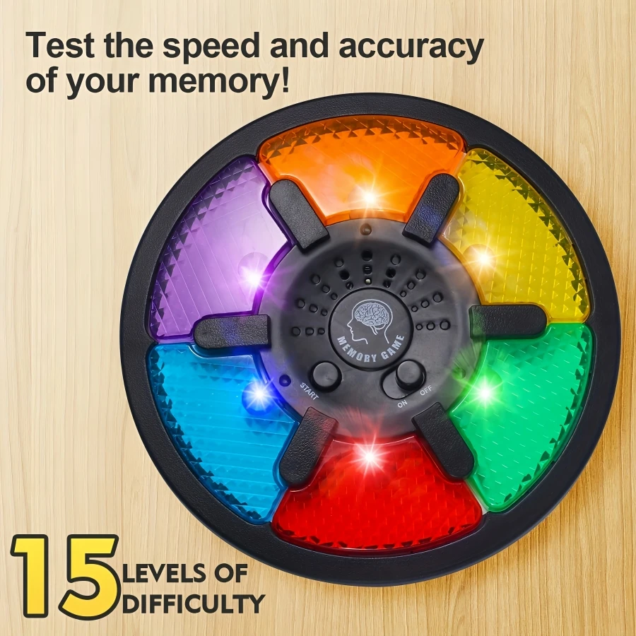 Máquina de jogo de memória interativa, tabuleiro de jogo com luzes led e efeitos sonoros, máquina de jogo de treinamento de memória