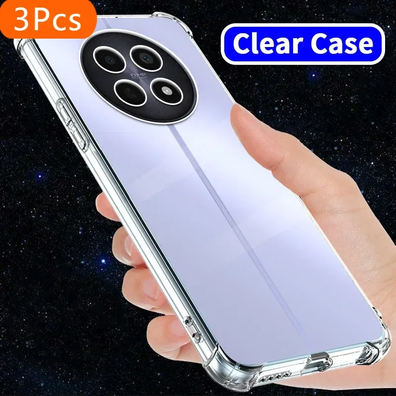 3Pcs Transparent Shockproof Phone Case For Realme 12 12X 12Pro 12ProPlus 5G Soft Protective Shell Clear Back case