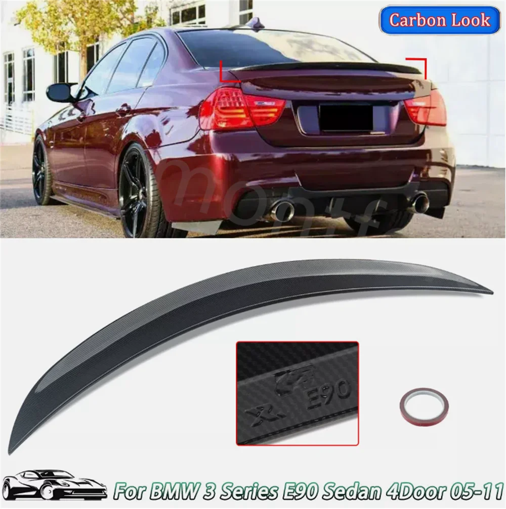 For BMW E90 MP Style Spoiler ABS BLACK Material 3 Series E90 M4 Style Spoiler carbon wings PSM Style 2006-2012