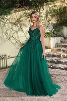 BABYONLINE Forest Green Tulle Prom Dress with Embroidered Beaded Waist & Sweetheart - Sparkling A-Line Gown for Teens & Galas