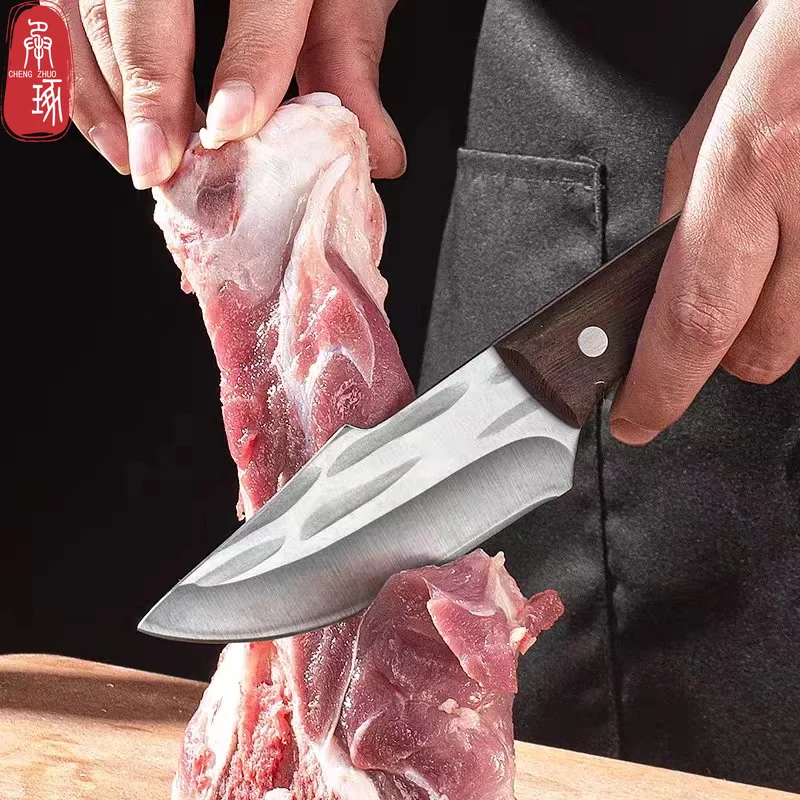 Professional BBQ Meat Eating Knife Kitchen Boning Knife Meat Cleaver Fruit Slicing Stainless Steel Butcher Knife With Sheath