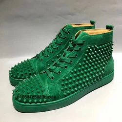 Women's shoes, red soled shoes, high top men's shoes, green full diamond studded casual shoes, couple's shoes, board shoes