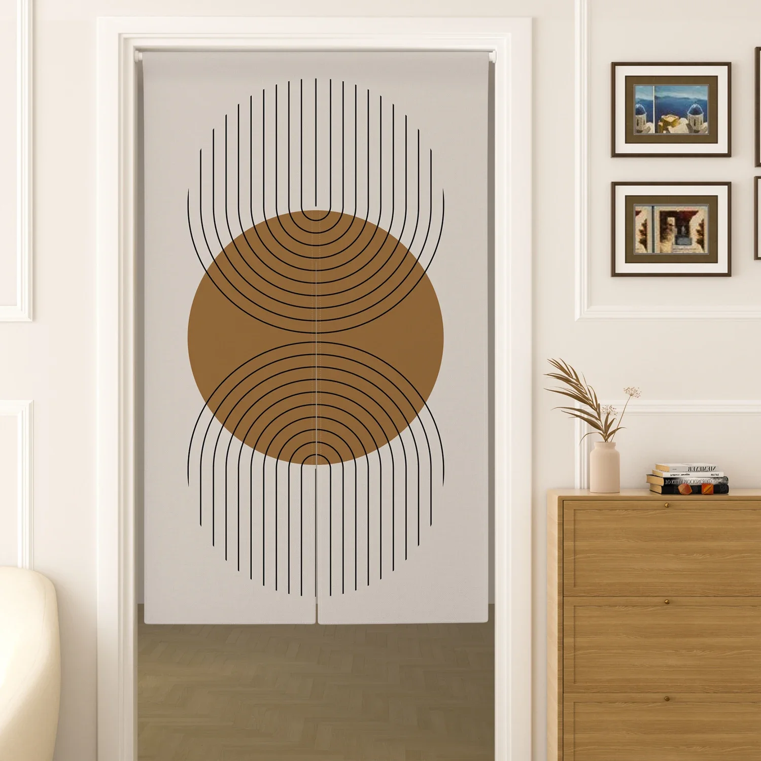 Nordic Partition Noren Door Curtain Sun Moon And Geometric Design Decorative Hanging Panel For Living Room Bedroom Home Decor