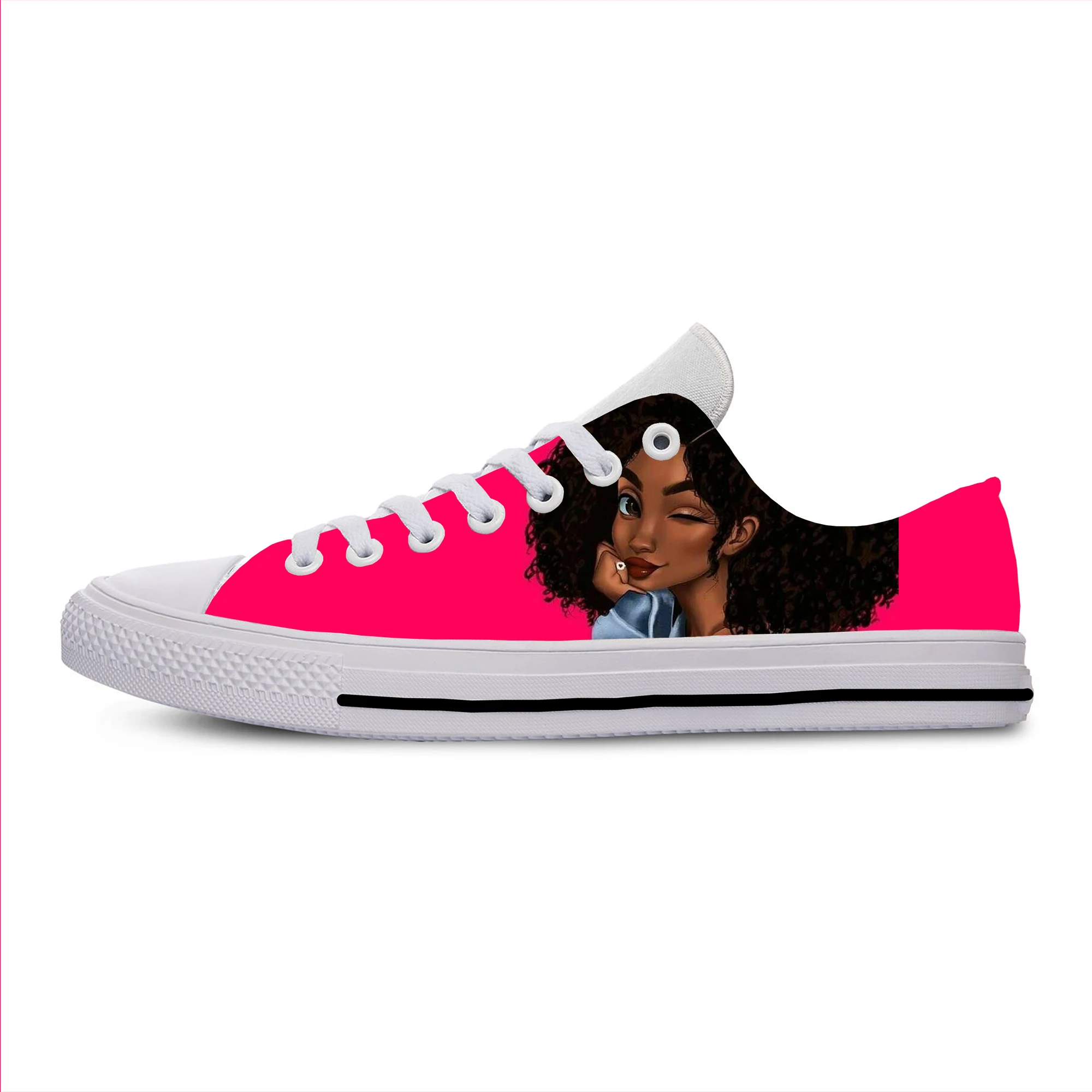 Hot Summer Sales Black Art African Girls Fashion Lightweight Comfortable Lightweight Shoes Breathable Shoes Low Top Board Shoes