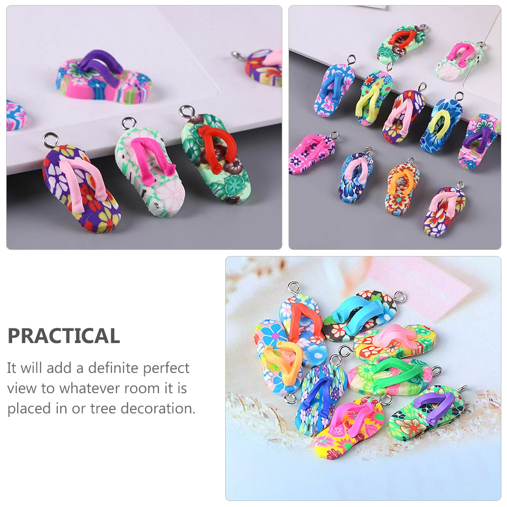 50 Pcs Bracelet Charm Polymer Clay Beads Soft Slippers Pendant Locket Flop Hanging Decor Home Ornament DIY Necklace Craft Candy