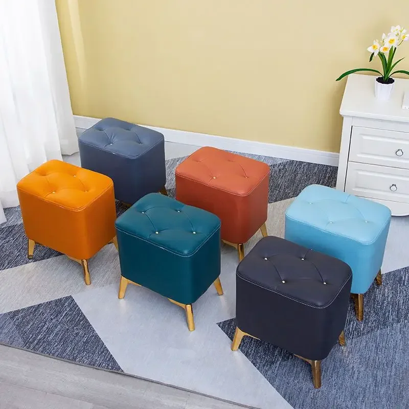 

Household Solid Wood Tech Cloth Bench Shoe Changing Stool Living Room Sofa Stools Footrest Coffee Table Ottomans Light Luxury