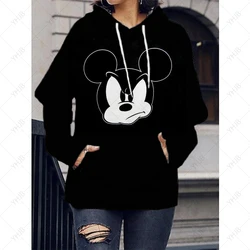 Disney Hoodies Women Minnie Mickey Mouse Hoodies Cartoon Tops Long Sleeve Pockets Sweatshirts Fashion Oversized Hooded Women