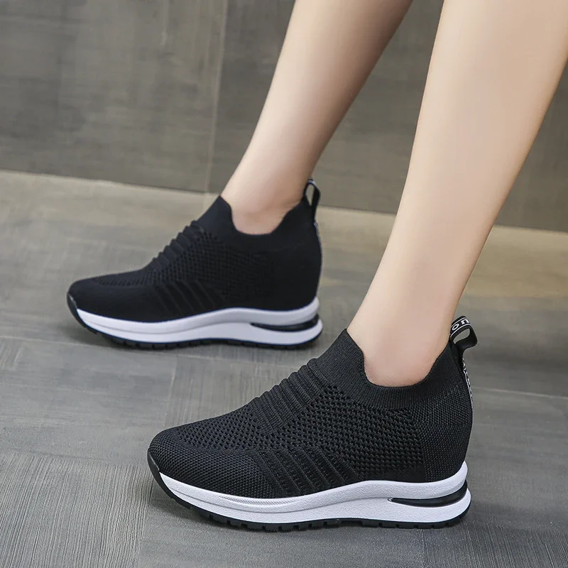 

Women's Sports Shoes Platform Casual Slip-on Wedges Urban Fashion Sneakers for 2025 Hit White Mesh Autumn Summer Vulcanized Lux