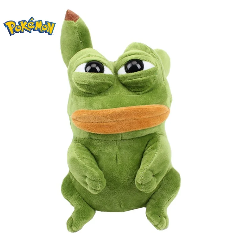 23cm Pokemon Pikachu Plush Toys Kawaii Pikachu Cosplay Sad Frog Pepe Plush Doll Soft Stuffed Anime Elf Doll Xmas Gift For Kids