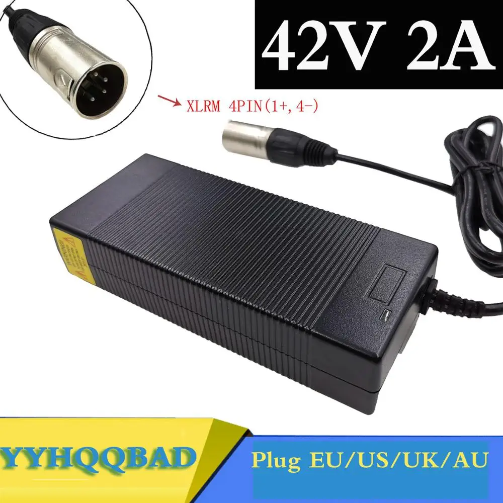 

36V Charger 42V 2A electric bike lithium battery charger for 36V lithium battery pack with 4-Pin XLR Socket/connector