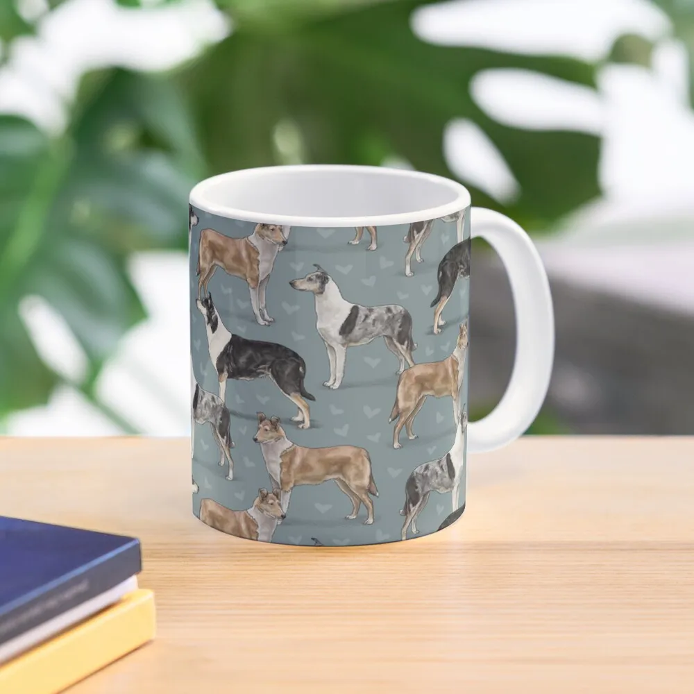 Blamorder Smooth Collies Classic  Mug Gifts Simple Photo Cup Drinkware Handle Round Tea Image Printed Picture Design Coffee