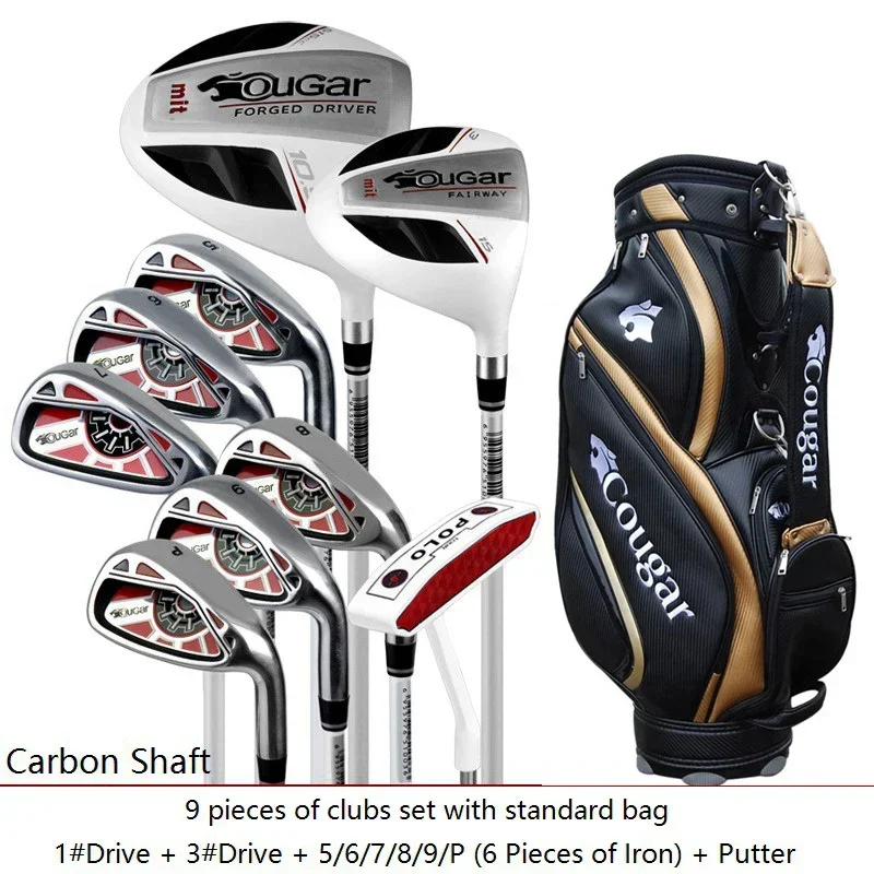 Cougar. MENS golf clubs full set Compelete set Golf driver+wood+irons with bag Clubs carbon and steel shaft R or S free shipping