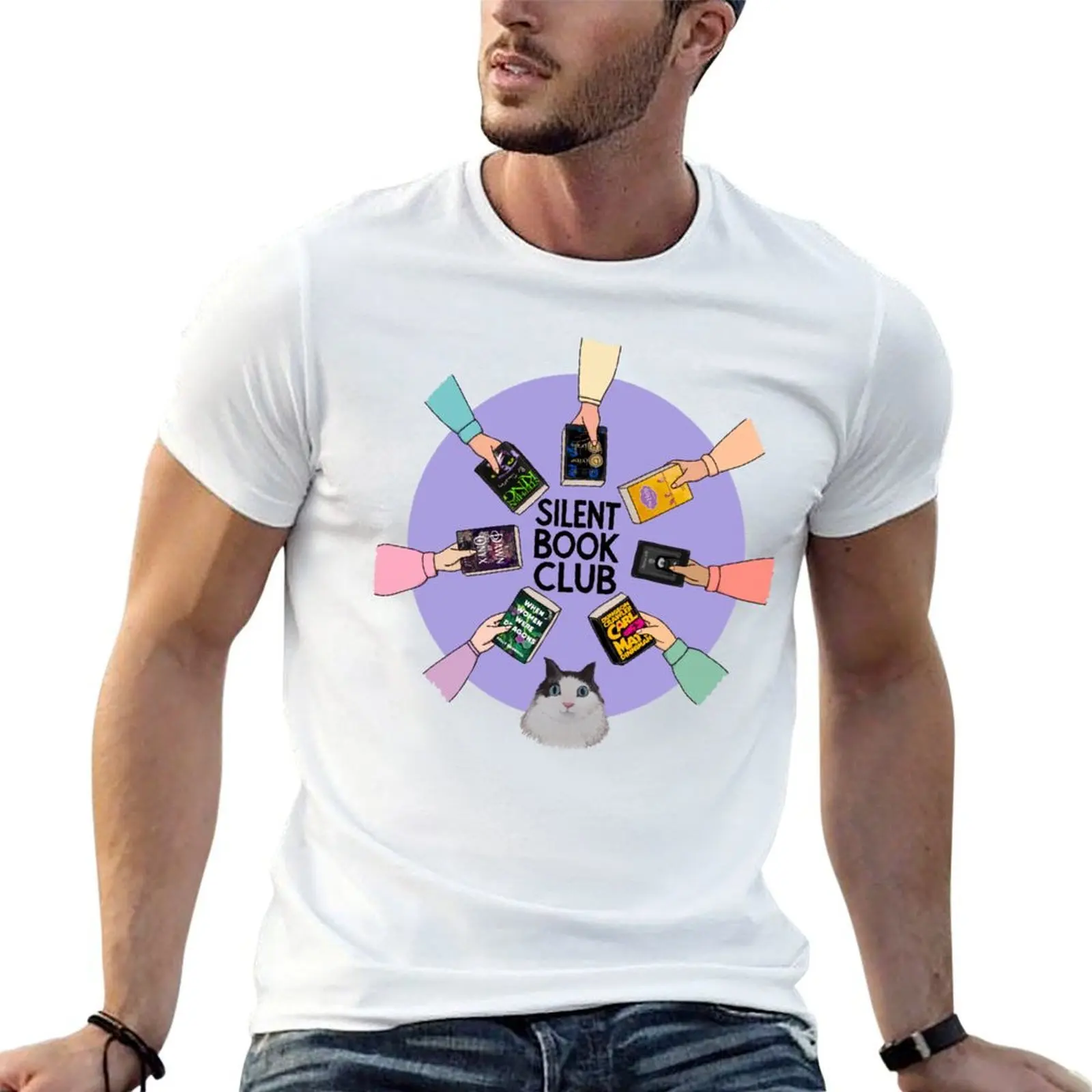 

Silent Book Club in Lavender T-Shirt t shirt man plain t shirt custom print T-Shirt