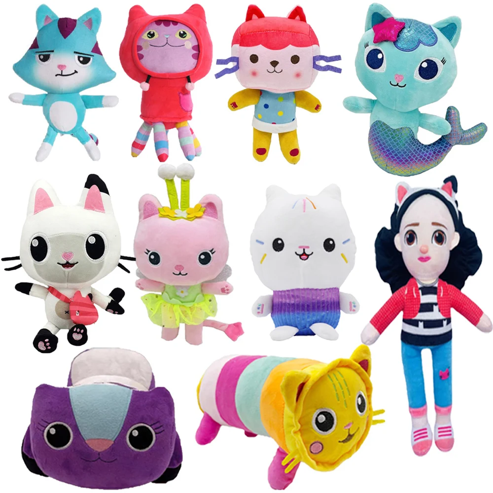 Animals Plush Gabby Dollhouse Lovely Plush Gaby Toy Plush House Cat Doll Cartoon Stuffed Animals Mermaid Cat Plushie Dolls Kids