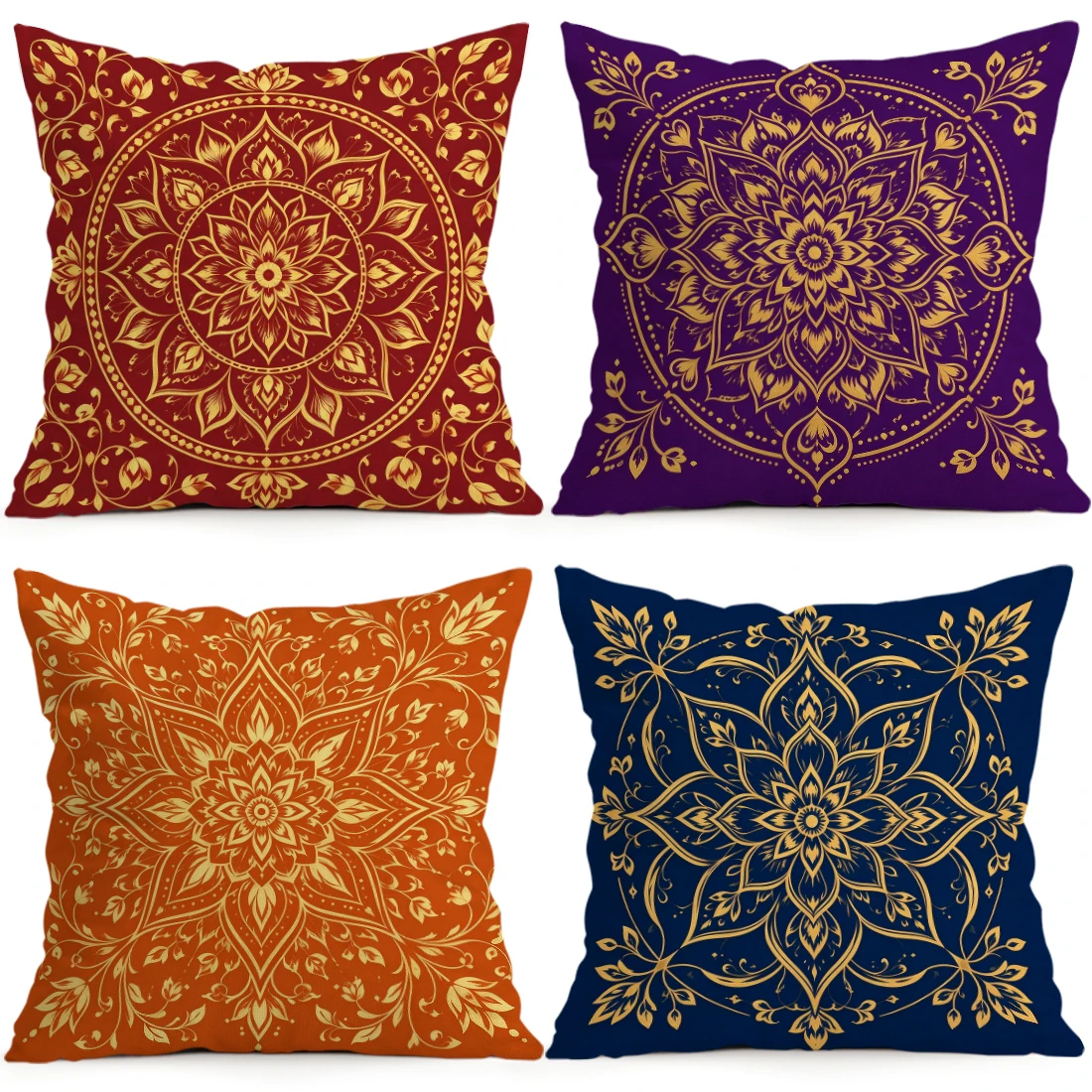 1/4pcs Gilded Monochrome Mandala Cushions Pillowcase Polyester Cushion Cover Throw Pillow Pillowcover Home Car Sofa Decor