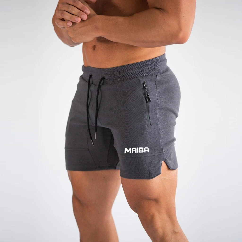 Double Zipper Fitness Shorts Men\'s New Running Shorts Men\'s Fitness Training Pants Summer Breathable Quick Drying Beach Shorts