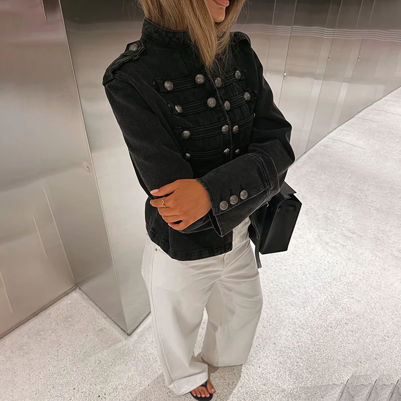 Original angled Black jacket outfit showing a wide cuff