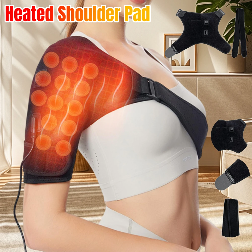 

USB Electric Shoulder Brace Amr Pad 3 Gear Heated Massage Shoulder Support Massage Belt Shoulder Strap Health Care Keep Warm