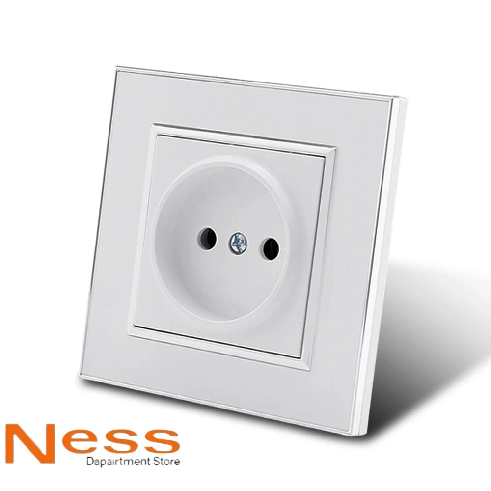 NESS مرآة أكريليك 2 USB مقبس الحائط الأبيض مع منفذ كهربائي قياسي الاتحاد الأوروبي التوصيل الأرضي مقبس الطاقة مثبطات اللهب #5