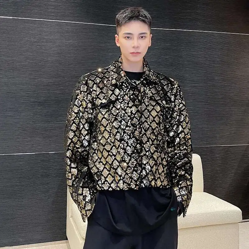 LUZHEN Splicing Sequins Design Trendy High Street Short Jackets Original Spring Men\'s Stylish Korean Reviews Many Clothes LZ7772