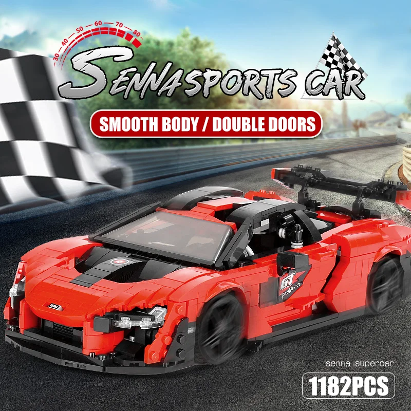 몰드 킹 10007 테크니컬 자동차 장난감 레드 세나 레이싱카 빌딩 블록 조립 스포츠카 브릭 세트 어린이 크리스마스 선물