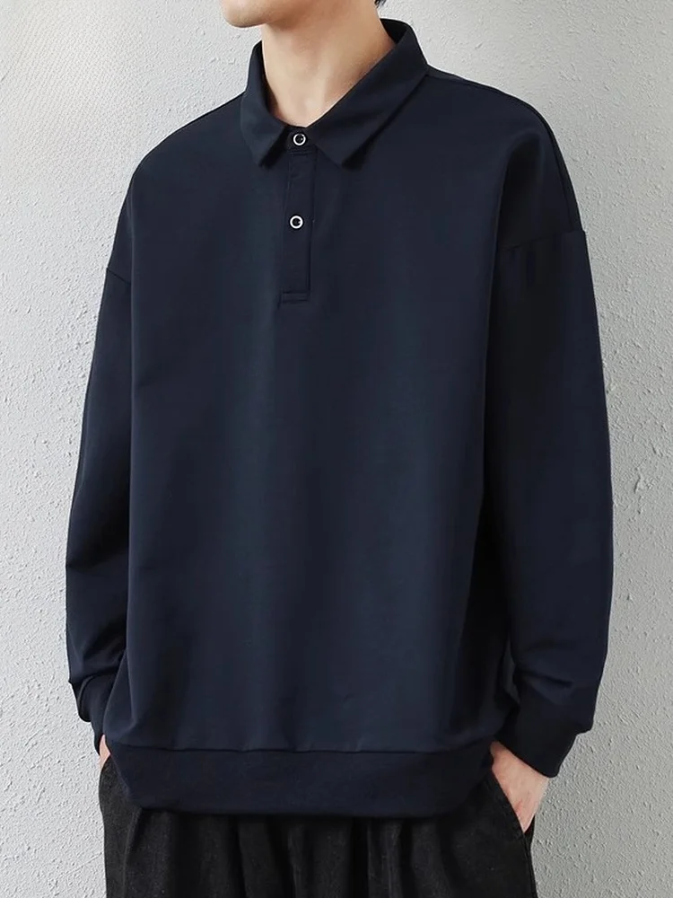 

Мужская толстовка свободного кроя с длинным рукавом, осенняя новинка, повседневная базовая модель для многослойных образов, смесь хлопка и полиэстера