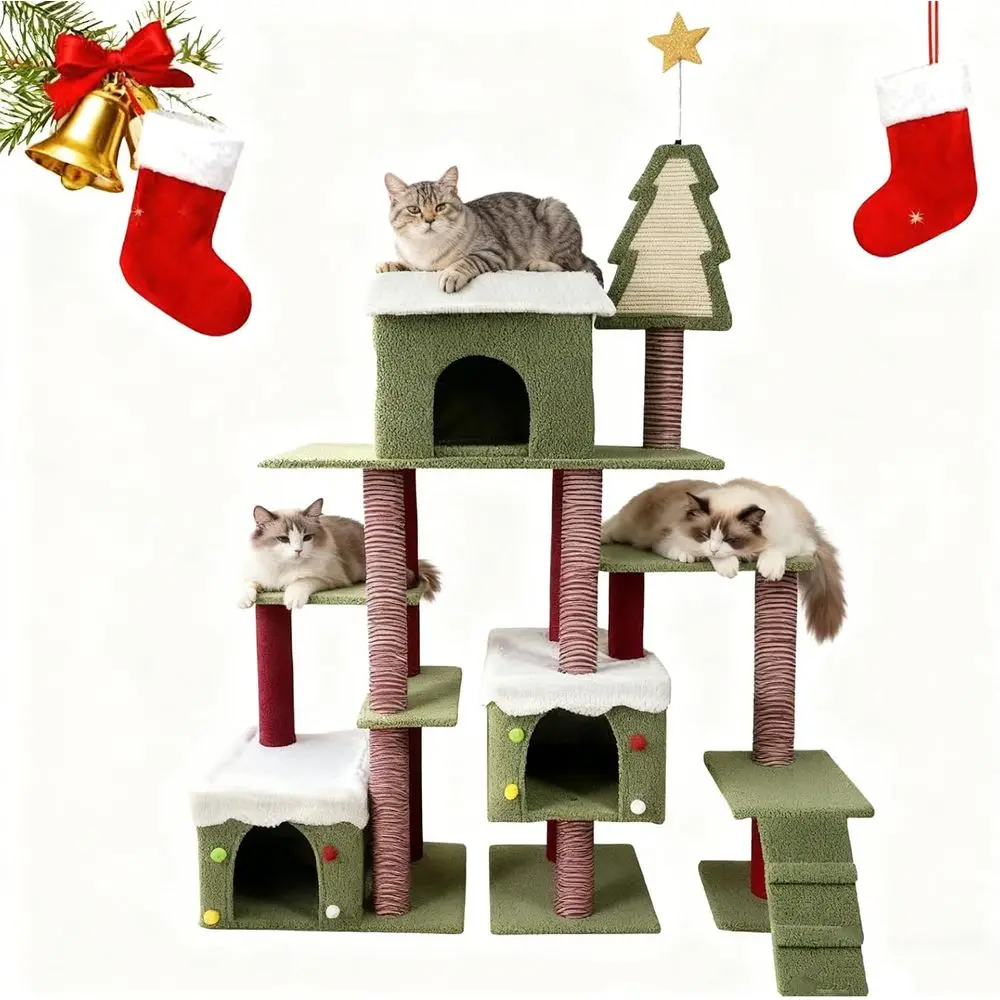 

Многоуровневый кошачий дерево-игровой комплекс 74 с сизалевыми стойками для когтетрещения и верхней площадкой для крупных кошек