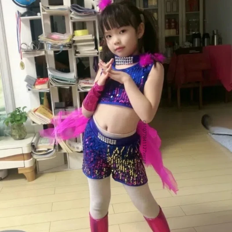 Children's Jazz Dance Performance Costume Sequin Princess Jazz Dance Fluffy Skirt Dance Performance Costume Complete Set