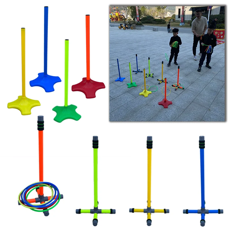 Cross Ferrule Game Parent-child Outdoor Activity Props 1 Base 8 Ring Kindergarten Game Party Aldul Team Building Props Farm Toys