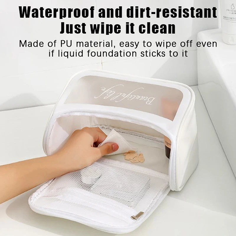 Tragbare Kosmetik tasche weibliche Reise Lagerung Toiletten artikel organisieren Frauen wasserdichte PVC-Wasch set transparente Reiß verschluss Make-up Fall