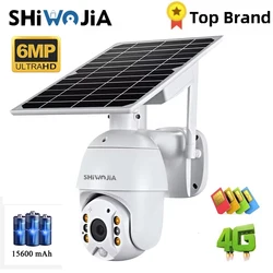 SHIWOJIA Camera 4G SIM Card 5MP Solar Panel Outdoor Monitoring CCTV Camera Smart Home Two-way Intrusion Alarm Long Standby