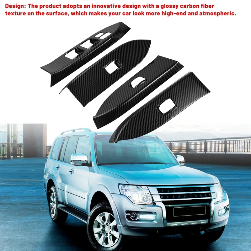 For Mitsubishi Pajero 2007-2019 Car Inner Window Lift Switch Button Panel Cover Trim Frame Decorative Accessories