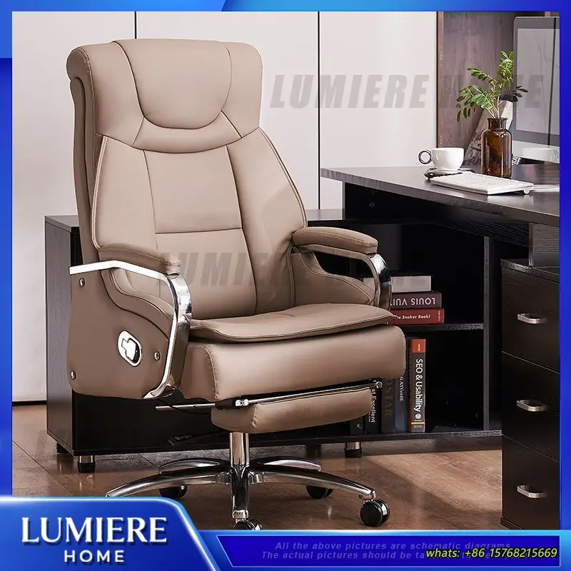 Executive Office Chair Ergonomic Leather Computer Chair with Massage Lumbar Support Reclining Function Adjustable Height for