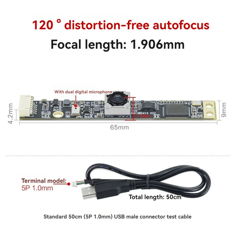 A34M-120번 °   13MP 4K USB 카메라 모듈 OV13B10 왜곡없는/자동 초점 Winxp/Win7/8/10/MAC OSX/Linux/Android 용 내장 마이크
