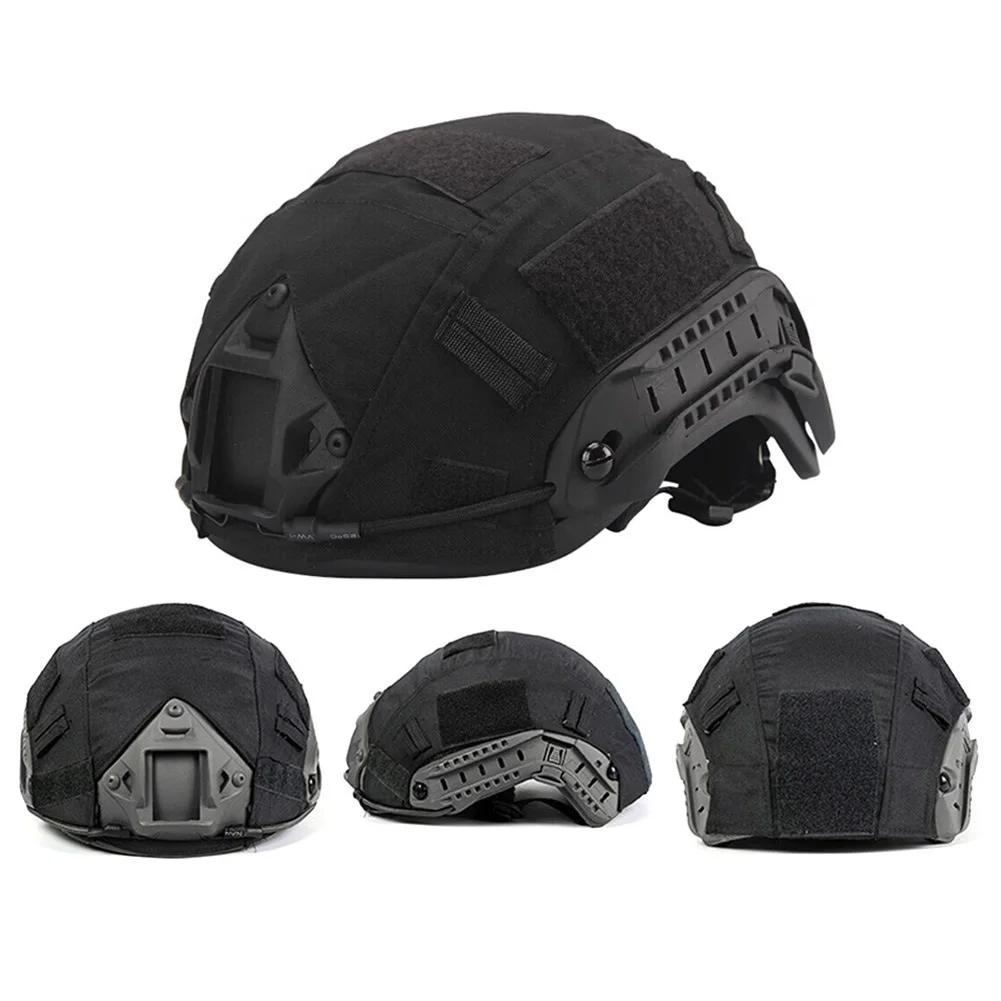 Conjunto de casco rápido negro de 1,5Kg, casco de entrenamiento táctico de 8Mm de grosor, con gafas, linterna, capucha y auriculares