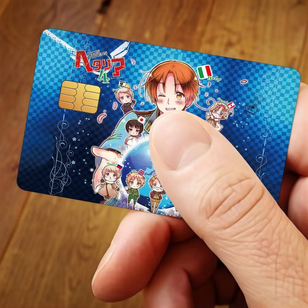 Cartoon Hetalia Axis Credit Card Public Transportation Cards Protective Sticker Waterproof Card Face Decoration 4PCS