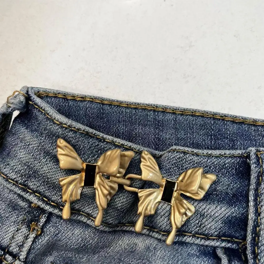 Regulowana talia zaciskająca szpilka damska stop broszka klamry dżinsy Vintage płaszcza spodnie zapinane na guziki w talii, odpinane szpilki guzik do dżinsów