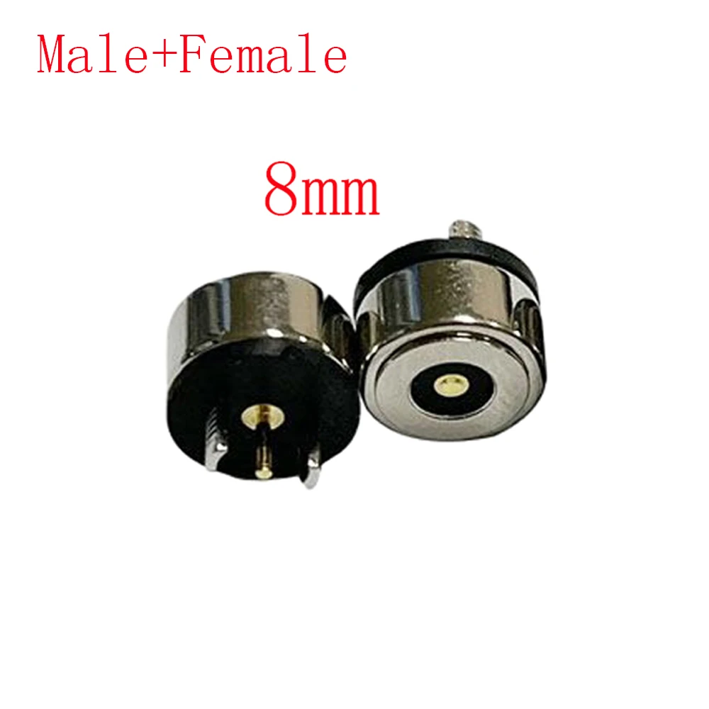 Magnético com mola Pogo Pin Connector, DC Power Charge Sonda, Masculino e Feminino, 5mm, 8mm, 10mm, 12mm, 1 par