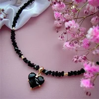 Collier avec pendentif en forme de cœur en Zircon pour femmes, Vintage, Sexy, style Boho, géométrique, Baroque, chaîne en cristal Transparent, bijoux 5