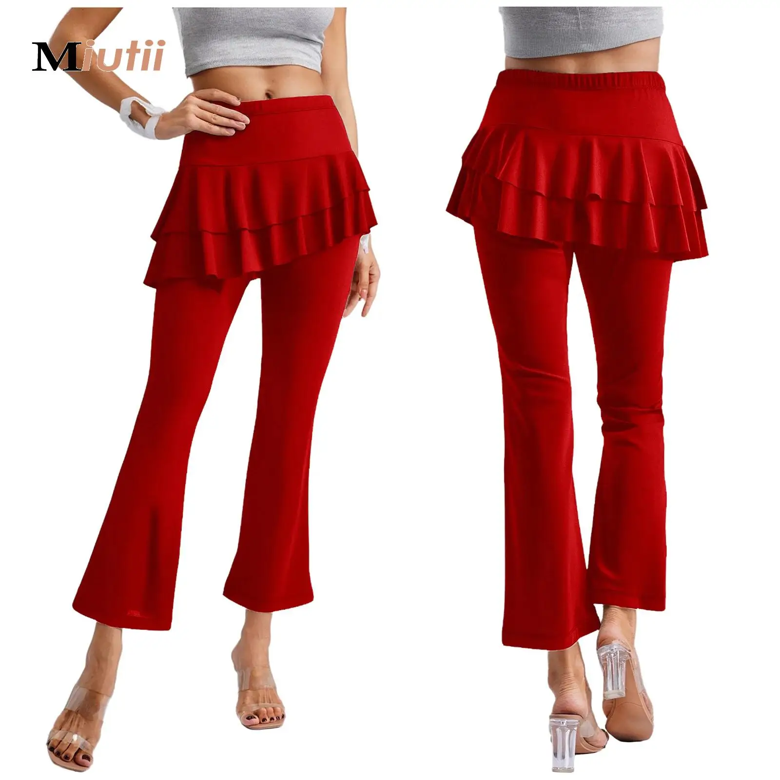 

Женские брюки-кюлоты для латинских танцев, брюки-клеш с высокой талией для современных танцев, брюки для бальных танцев, танго, самбы, костюм для практики выступлений