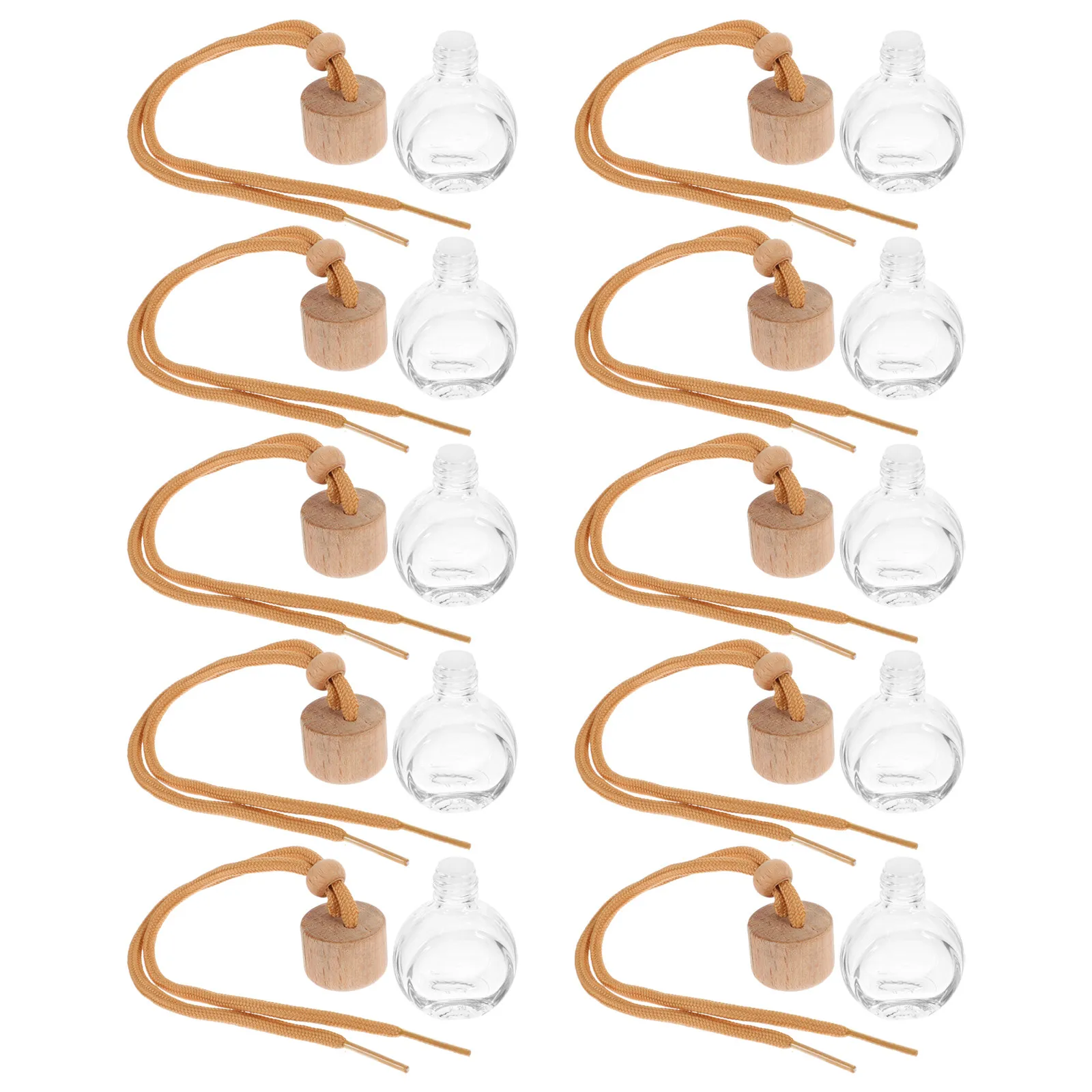10pcs Perfume Bottle Pendants Refillable Glass Bottles For Car Air Freshener Hanging Diffusers Empty Car Accessories Essential