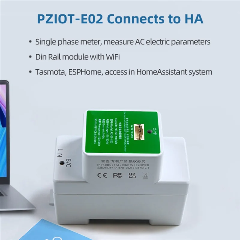 L60A Tasmota Wifi Energy Power Meter AC Single Phase Din Rail Meter Electric Wattmeter Tasmota Esphome For Home Assistant