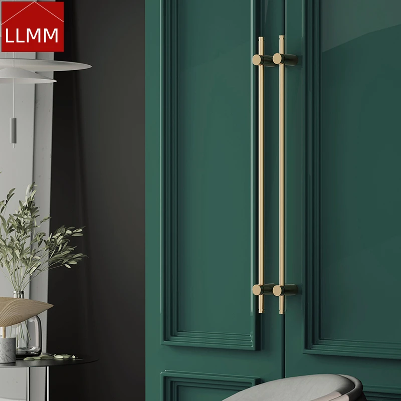 Furniture Long Handles Pure Solid Brass Handle Modern Simple Golden Light Luxury Integral Wardrobe Bathroom Cabinet Long Handle