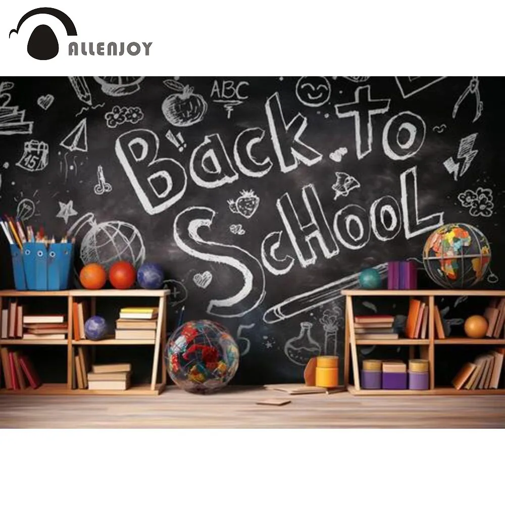 

Allenjoy Back to School Blackboard фон для фотосъемки школьные предметы доска и книги фон для фотосессии