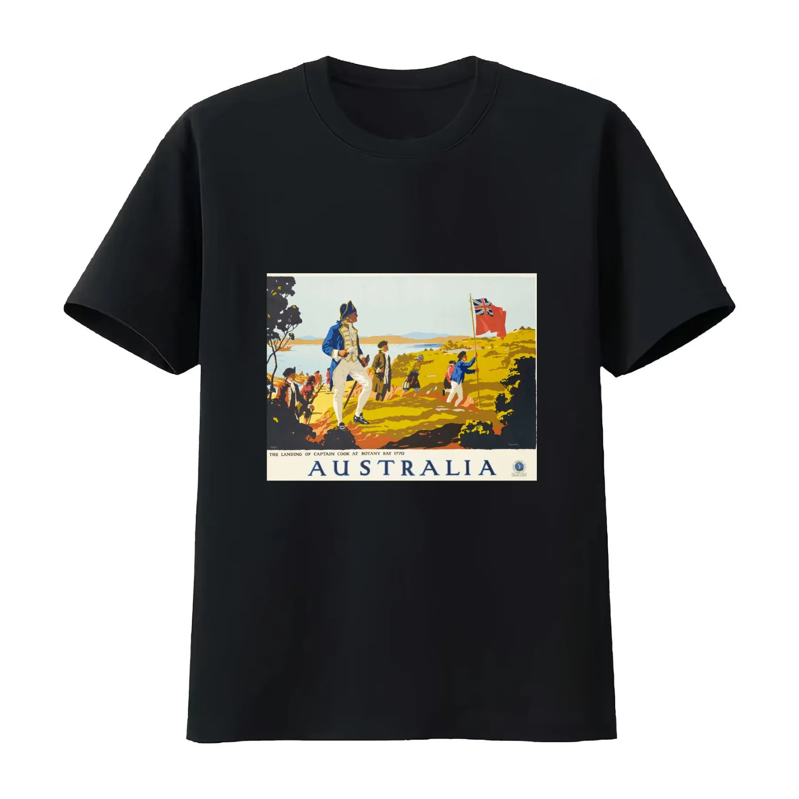 Botany Bay Australia - Percy Trompf - 1930 T-Shirt Summer Casual Cotton Tee Oversized Streetwear Tops Vintage Graphic Print