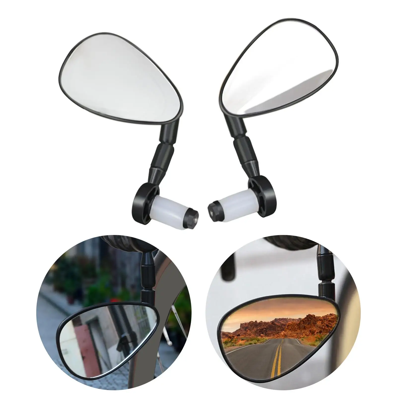 2Pcs Bike Bar End Mirror Scratch Resistant Wide Angle Shatterproof Bicycle Rearview Mirror for Mountain Bikes Motorcycles