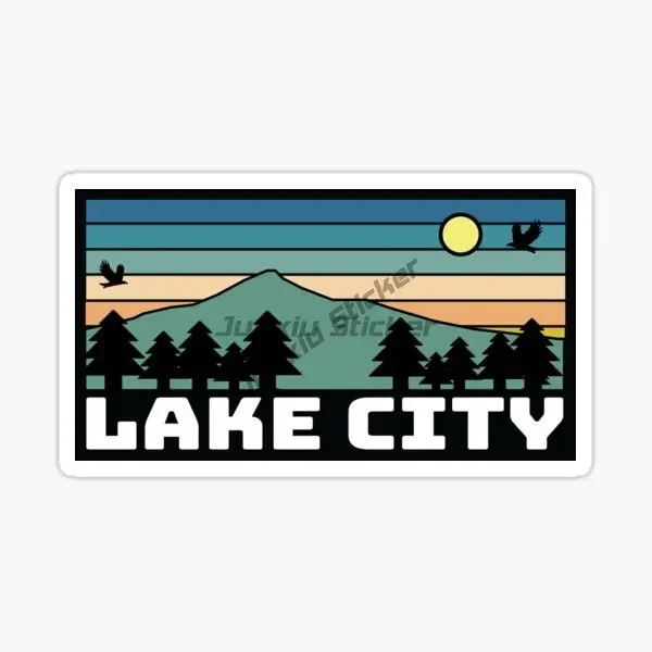 1Pc 2D Flat Sunset Camping Adventure Vinyl Sticker, Waterproof Decal for Car Motorcycle Off‑Road Camper Decor, Holiday Gift.16cm